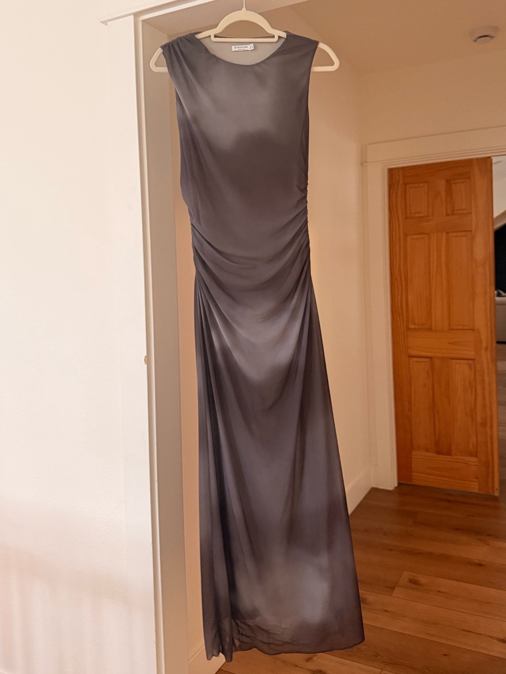 stradivarius Satin Sleeveless Maxi Dress in Gray